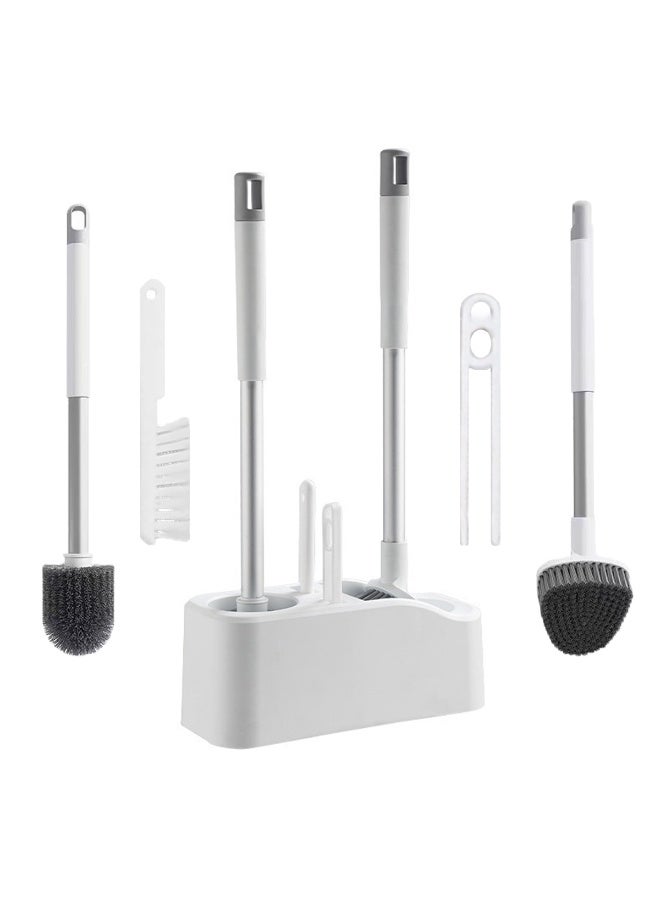Axaron Toilet Brush 4-Pack Toilet & Bathroom Cleaning Tools Set with Wall-Mount Holder (Toilet Brush, Floor Scrubber, Gap Brush, Clip) Ventilated Base & Aluminum Handle, Easy Storage - Image 1